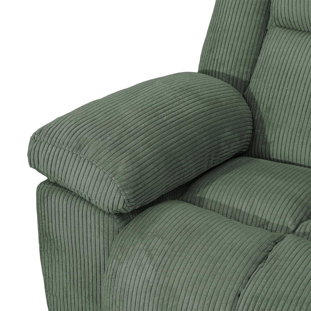 Loveseat Recliner for Reclining Living Room Furniture, Green Corduroy Reclining Loveseat Manual Breathable Fabric