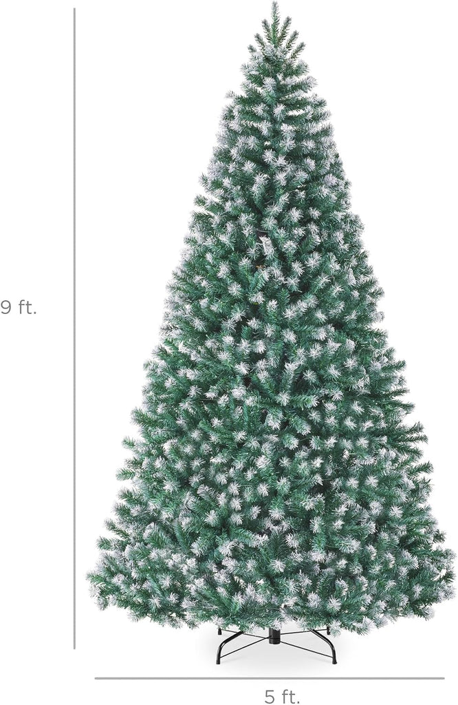 Artificial Frosted Christmas Tree, Premium Unlit Realistic Spruce Holiday Décor w/Dense Branches, Metal Base