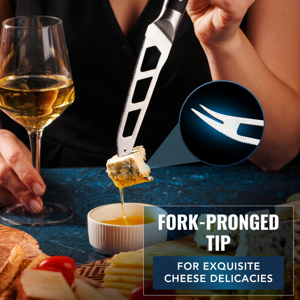 Cheese Knife Set, 5" Knife & 3.5" Slicer for Soft & Hard Cheese