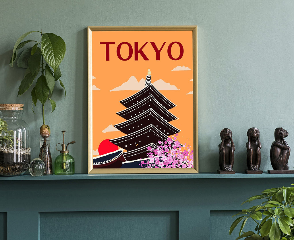 Japan Tokyo Travel Poster, Tokyo Cityscape and Landmark Poster Wall, Home Wall, Office Wall Decor, Posters, Tokyo