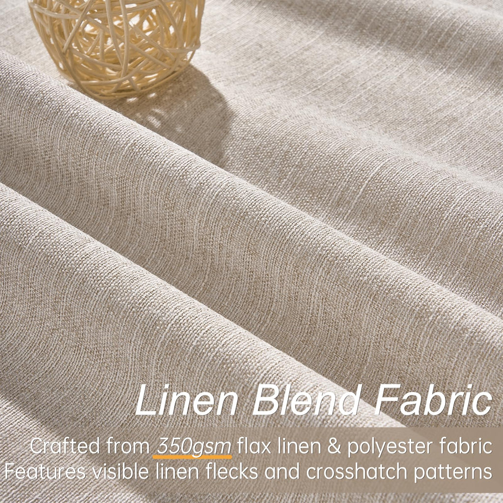 105 Inches Long Blackout Natural Linen Curtains, Rustic Brown Pinch Pleat Sound Blocking Curtains, Neutral Farmhouse