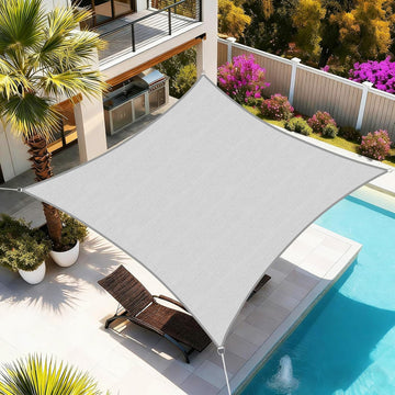 Sun Shade Sail, 16'X20' Light Grey Rectangular, Curved Edged Commercial Grade 185GSM Permeable Outdoor Shade Cloth