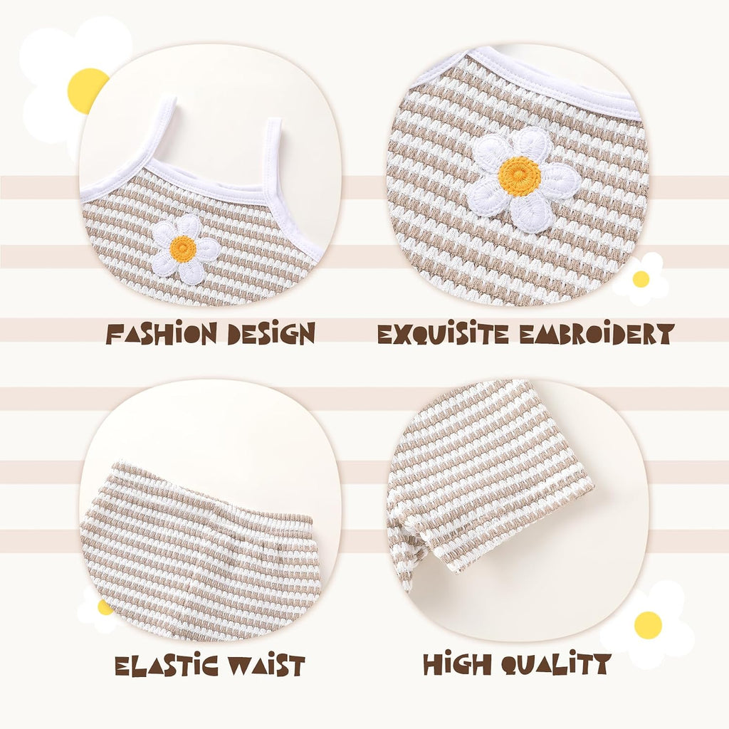 Toddler Baby Girl Summer Clothes Sleeveless Waffle Knit Set