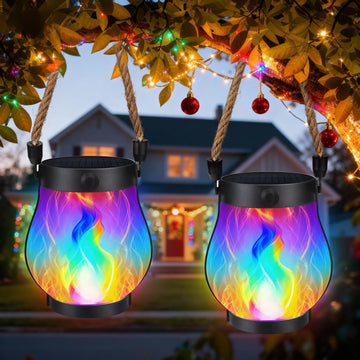 1 Pack Gen2 Solar Lantern Lights with Ultra-Real Flame, Multicolor