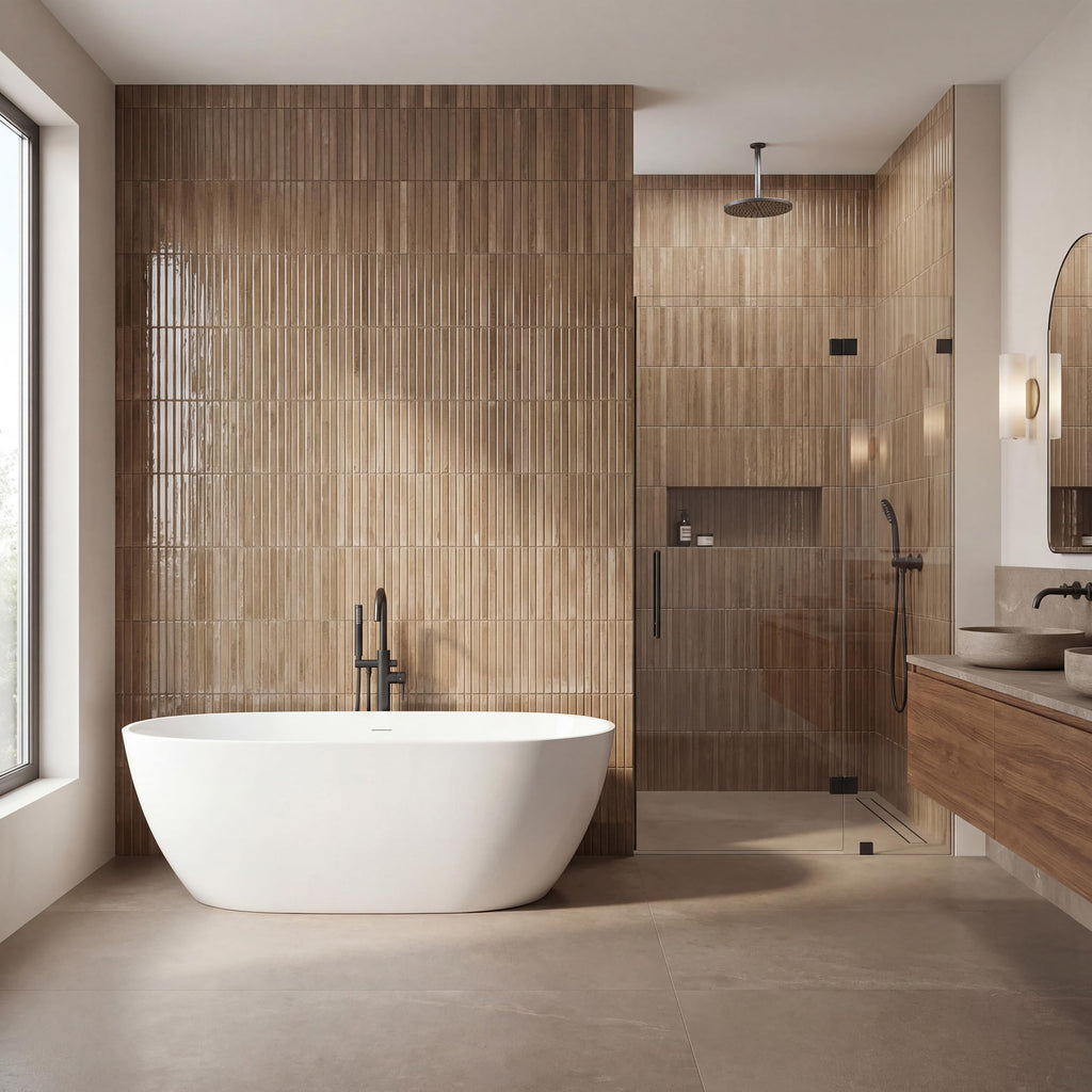 Porcelain Fluted Wall Tile | Marino Bronzed Mink | 5" x 10"