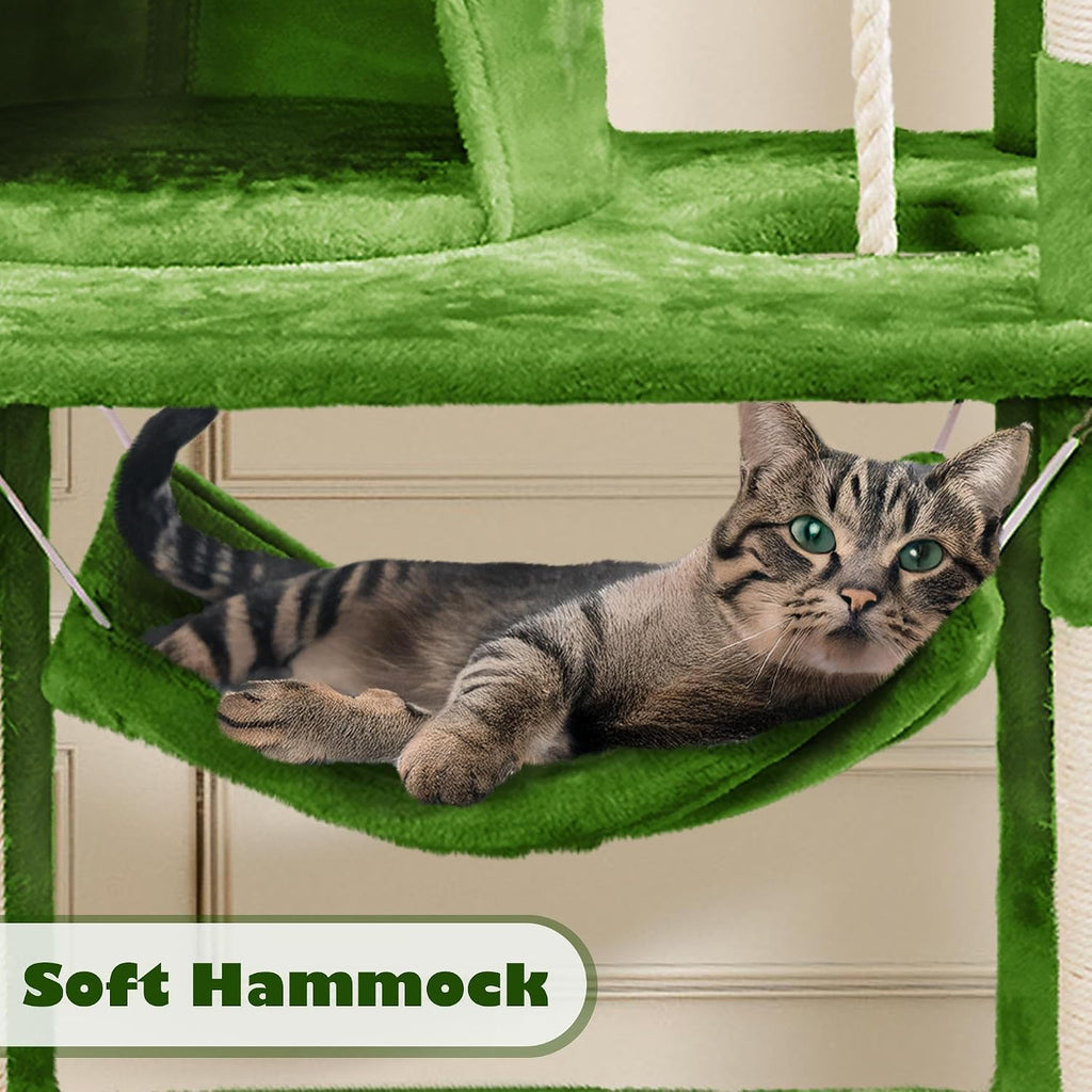62.5inches Cat Tree Cat Tower Kitten Condo with Platform & Hammock, Scratching Posts for Kittens Pet Play House
