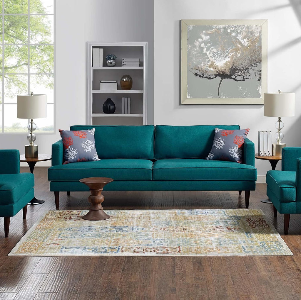 Solimar Distressed Colorful Southwestern Aztec Area Rug in Multicolored