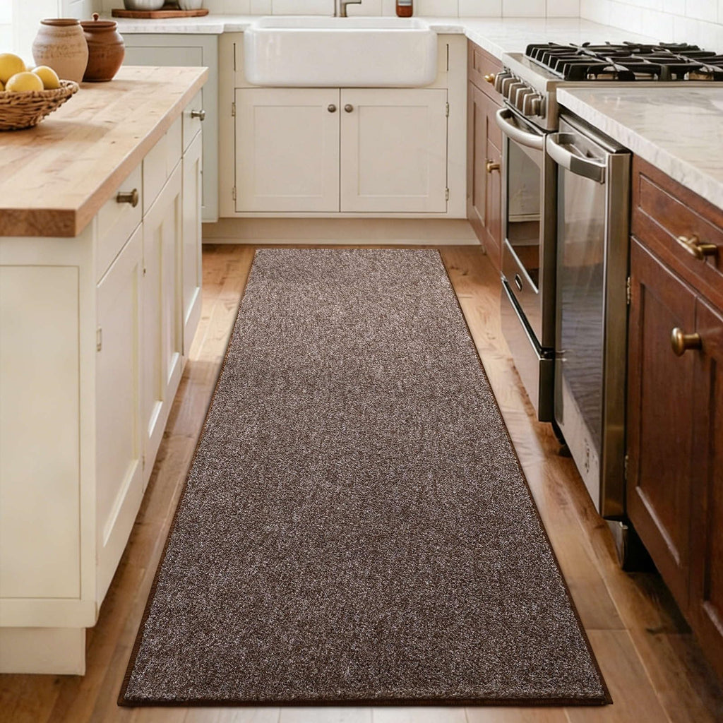 2x8 Brown/White Runner Rug Non-Slip Washable Kitchen Bedroom