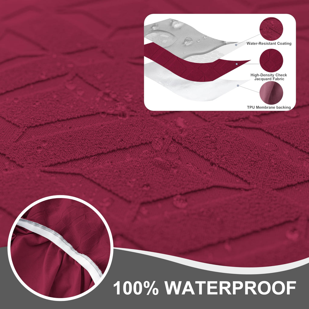 Gennia Waterproof Recliner Sofa Cover, 3 Seat Couch Cover, Wine Red
