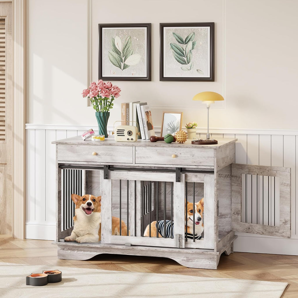 Large Dog Crate Furniture, Wooden Dog Kennel End Table