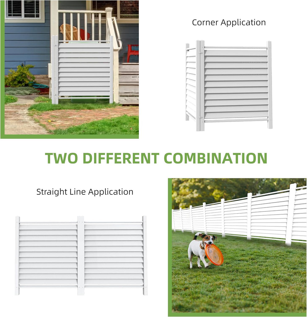 36" W X 45" H Reinforced White Vinyl Privacy Fence, Double Windproof Air Conditioner Fence Trash Can Fence, Louvered