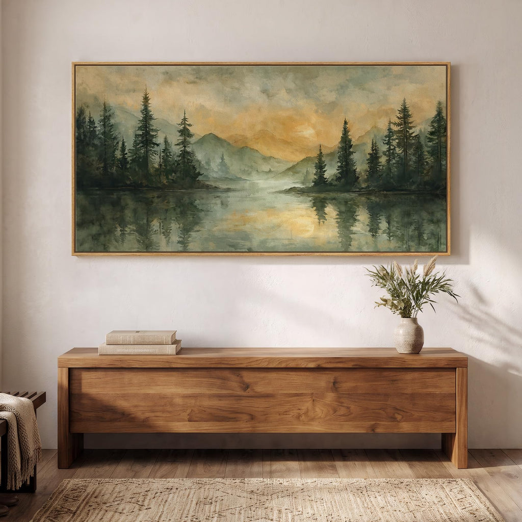 Extra Large Framed Vintage Landscape Wall Art, 60x30 Inch