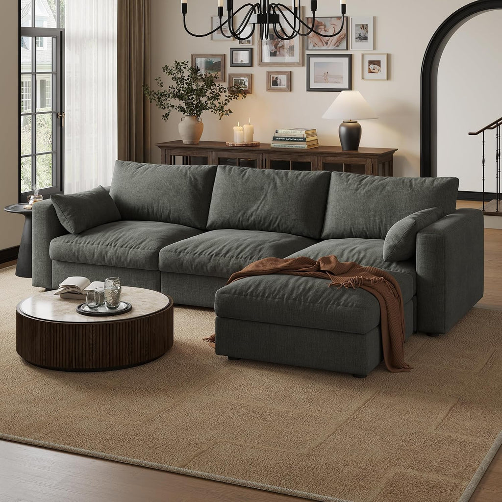 Cloud Modular Sectional Sofa Couch with Storage Ottoman, 99" Oversized Sectional Couches , Cloud Modular L-Shaped