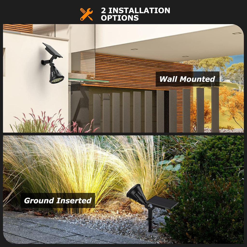 Spot Lights Outdoor, 21 LEDs Solar Outdoor Lights Auto On/Off with 3 Modes, IP67 Waterproof Yard Spotlight Landscape