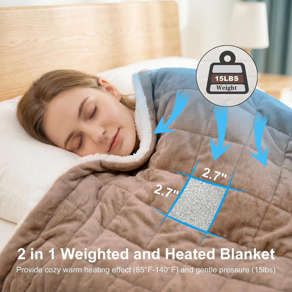 Weighted Heated Blanket,Heated Weighted Blankets for Adult ,50"x60",12 Lbs,Heavy Blanket for Women Men with 12