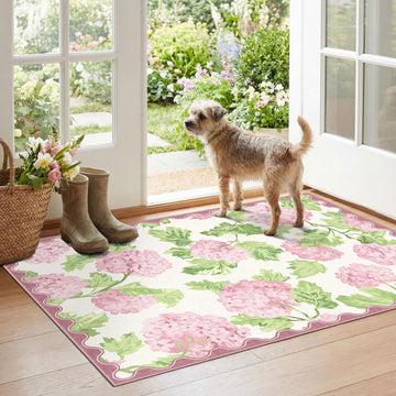 Floral Outdoor Rug - 28"x43" Front Door Mat Indoor Outside Entrance