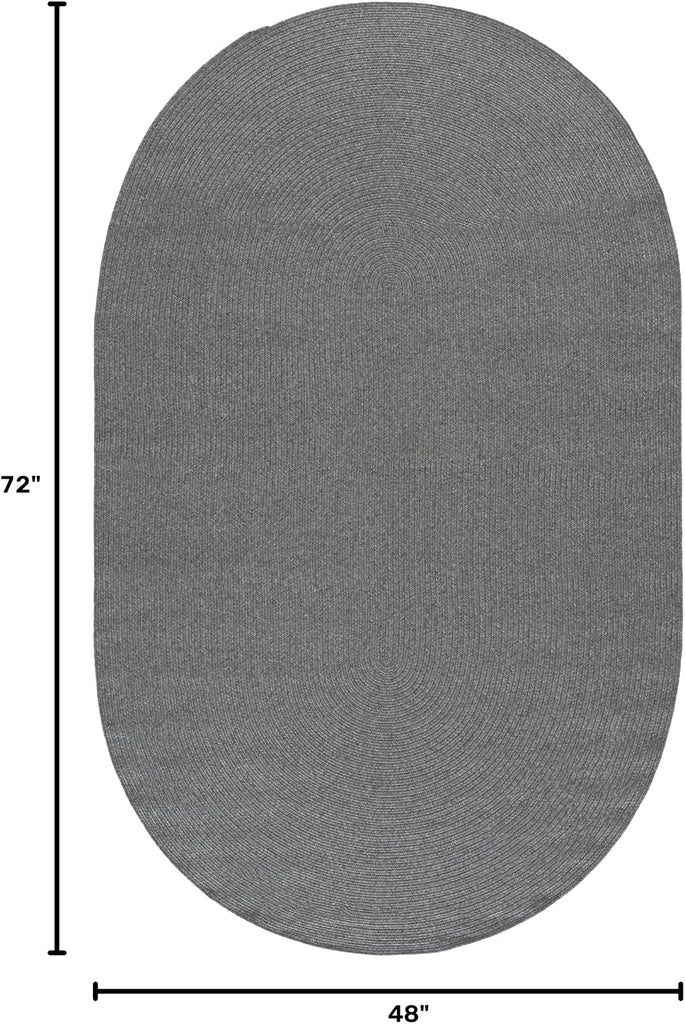 Braided Indoor/Outdoor Washable Oval Rug 4x6, Dark Grey BRD315G