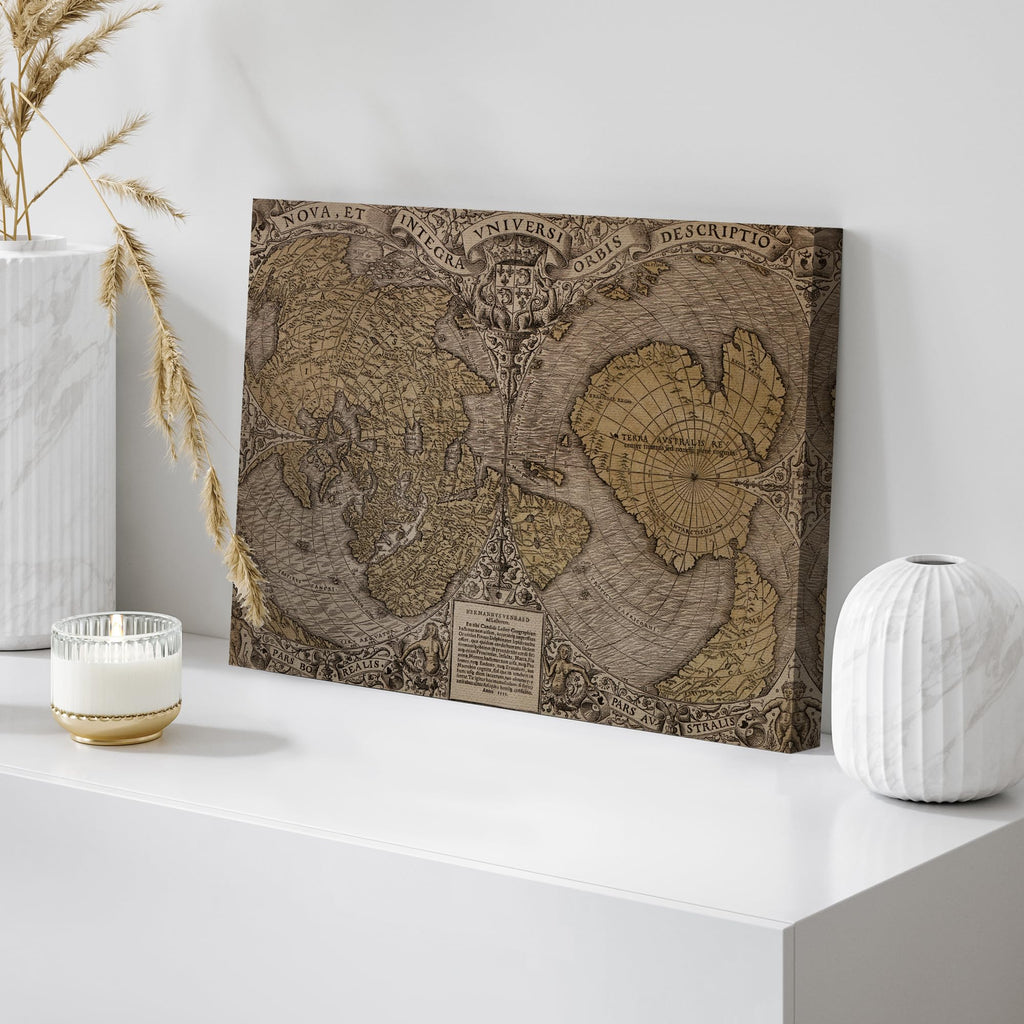 Canvas Print Wall Art Vintage Sepia Old World Map Digital Art Modern Art Traditional Colorful - 12"x18"