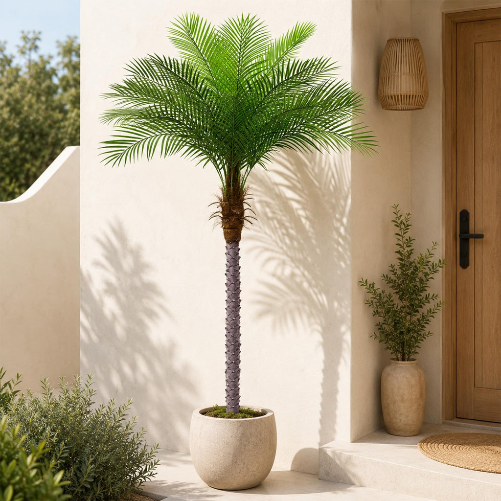 7ft Artificial Phoenix Palm Tree, Faux Coconut Silk Tropical Fake Palm Plant for Indoor Outdoor Home Office Patio