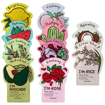 I'm Real Sheet Mask Gift Set, Korean Face Mask Variety, 10 Pack