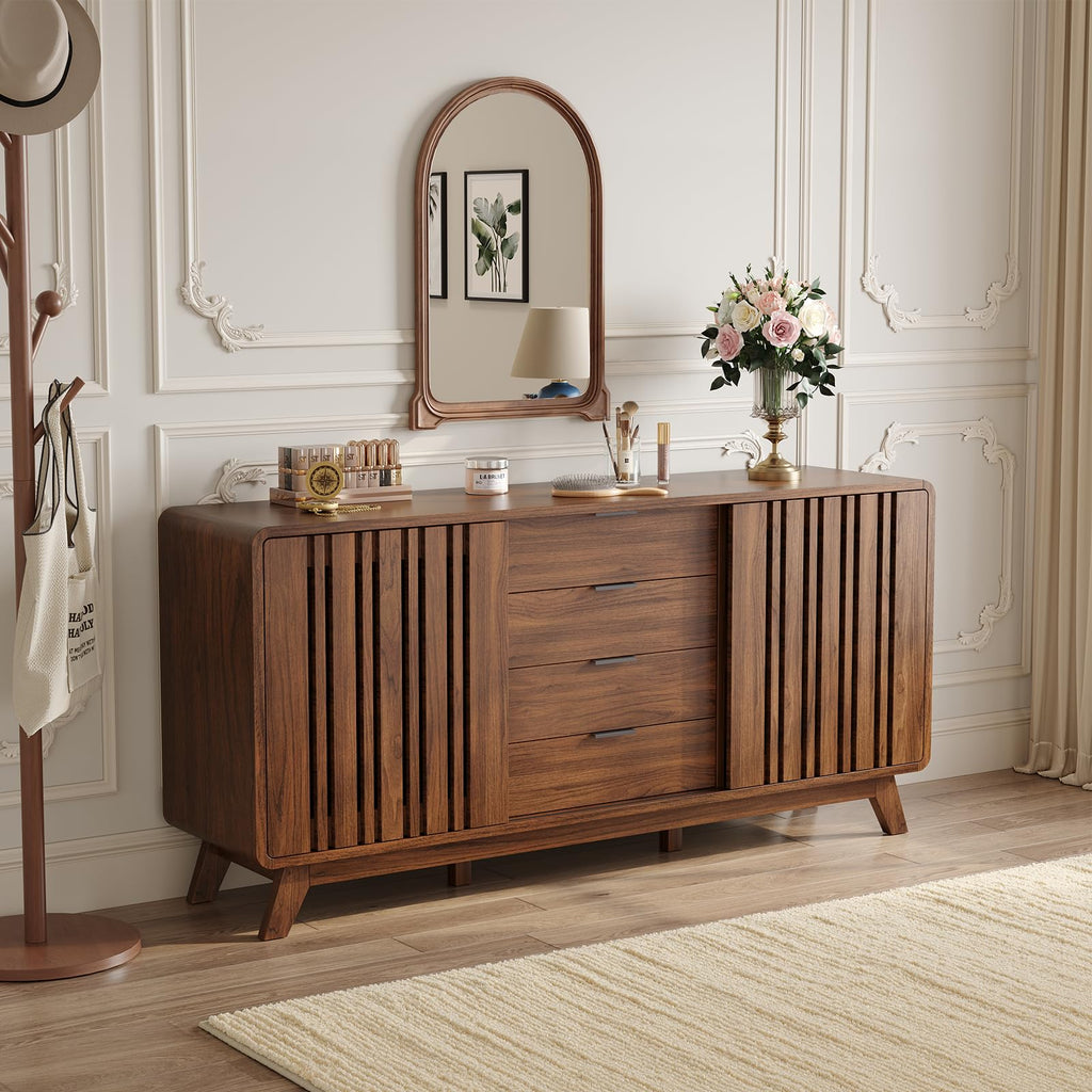 Sideboard Buffet Cabinet with Storage, Fluted Kitchen Cabinet