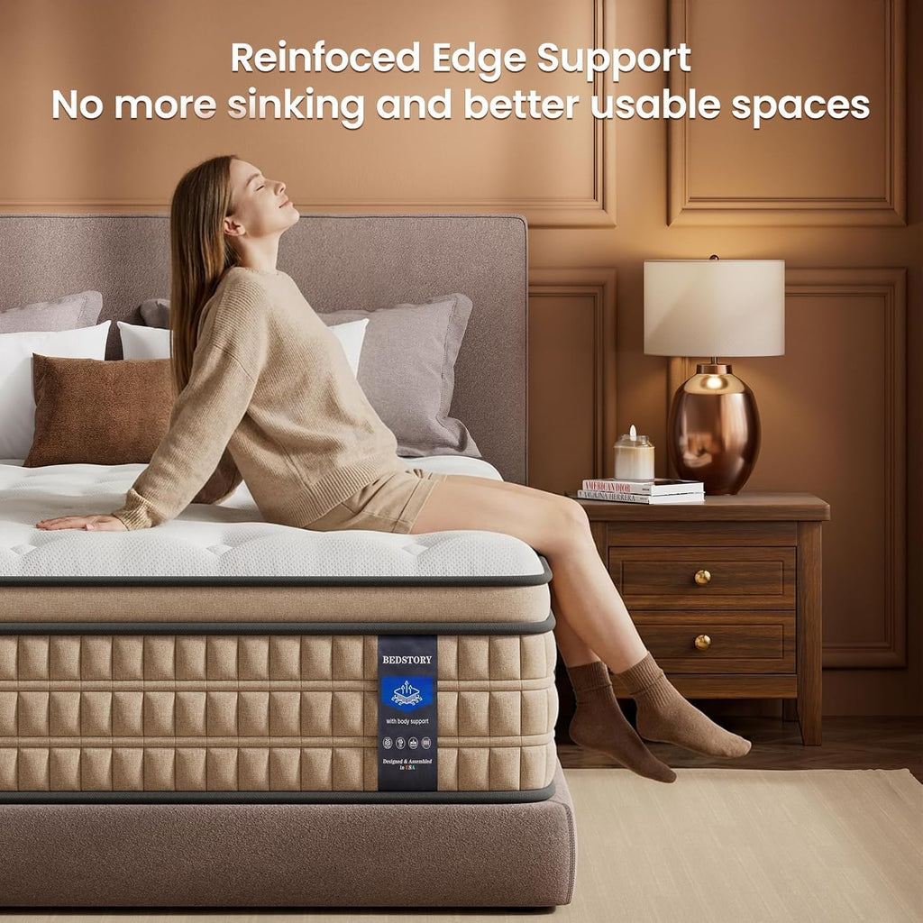 14 inch Firm King Size Mattress - Pain-Relieving Hybrid Mattress for Extra Lumbar & Hip Support - No Sagging Bed in a