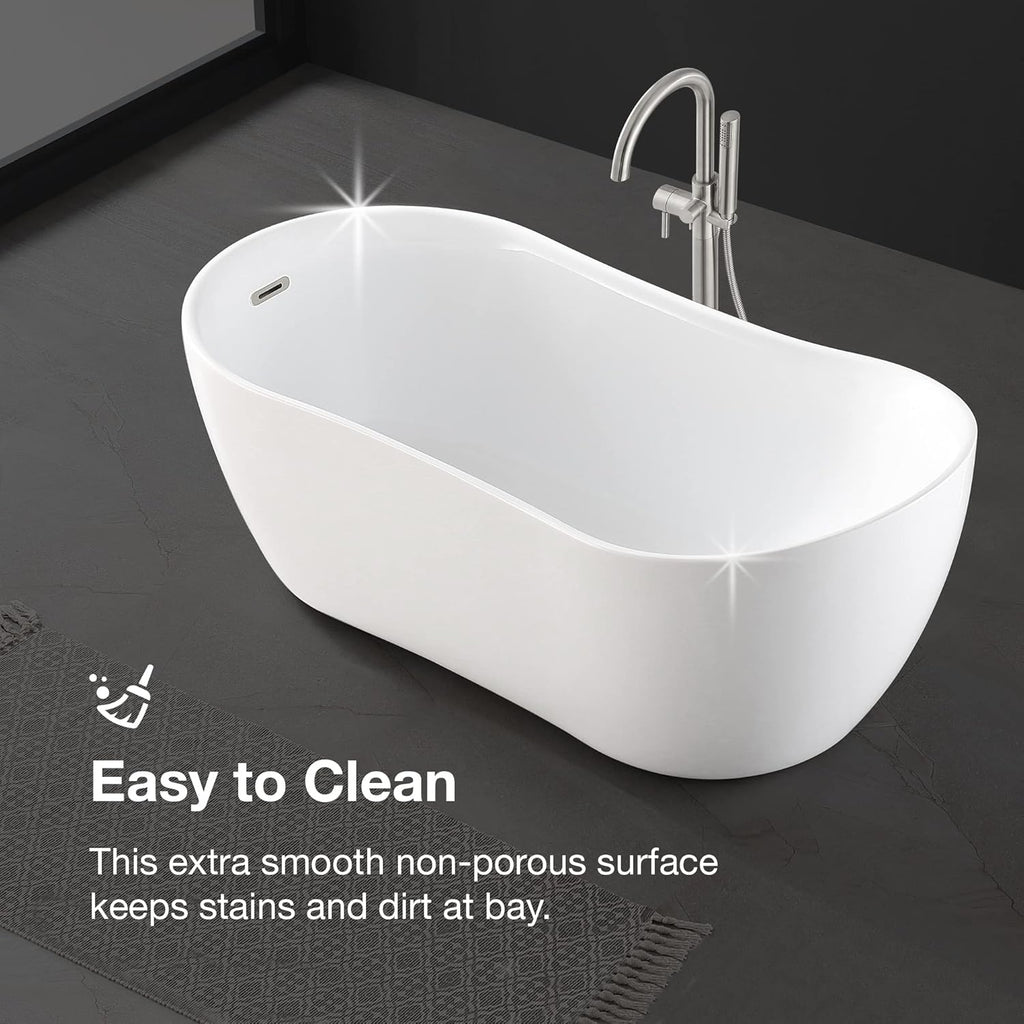 Isaac 58 in. Seamless White Acrylic Freestanding Slipper Bathtub