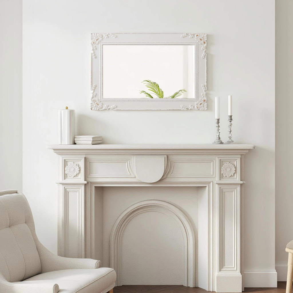 Antique White Bathroom Mirror 24 x 36 Inch, Distressed Gold