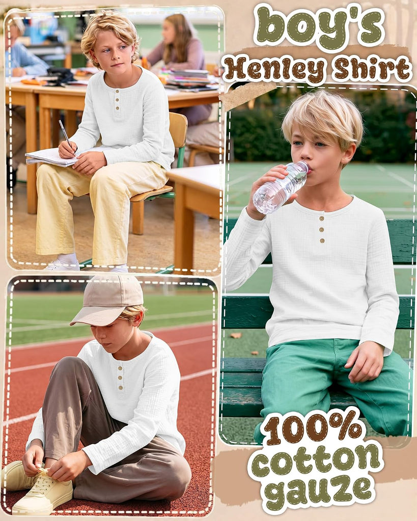 Boy's Long Sleeve Cotton Gauze Shirts
