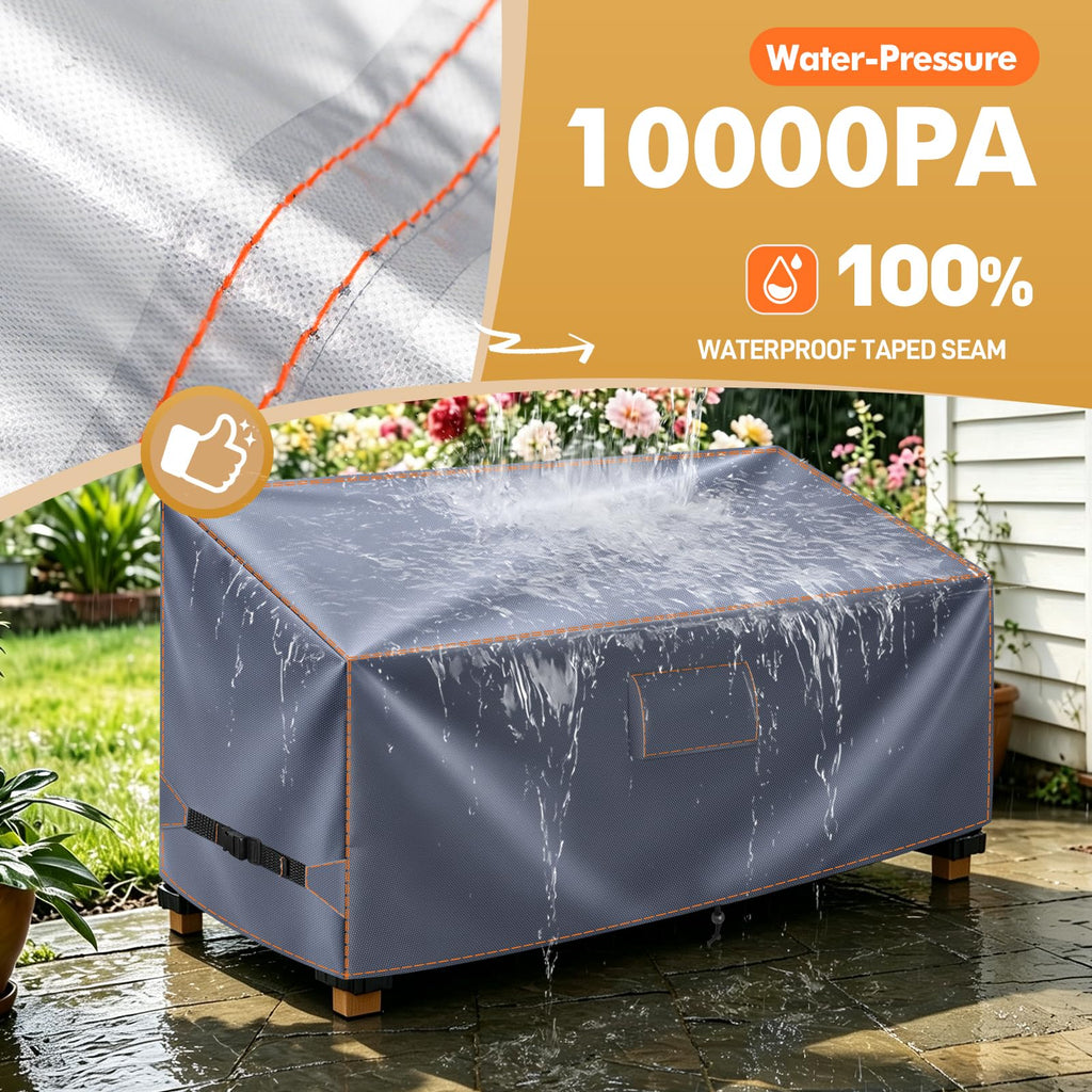 Outdoor Patio Bench Seat Cover Waterproof 2 Seater, 48Wx29Dx35H Inch, Grey