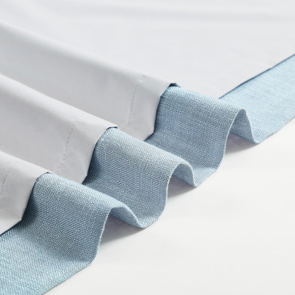 Dusty Blue Pinch Pleated Full Blackout Curtains Linen Texture Thermal Insulated Window Treatment Panel 84 Inch for Living Room Bedroom Noise Reducing Back Tab Drapes with Hooks, 2 Panel, 40"Wx84"L
