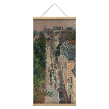 Wooden Framed Hanging Poster Bustling City Street Scene Wall Picture Poster Artwork Decoration Ready to Hang - 18"x36"