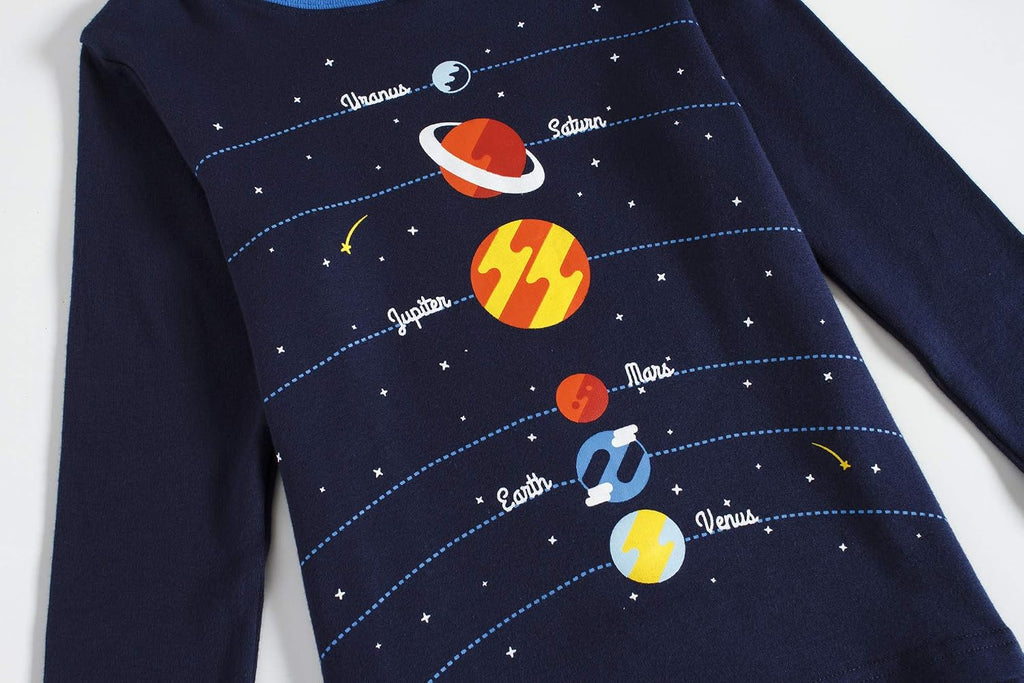 Boys Pajamas 100% Cotton Planet Pjs Toddler 2 Piece Sleepwear Kids Clothes Set