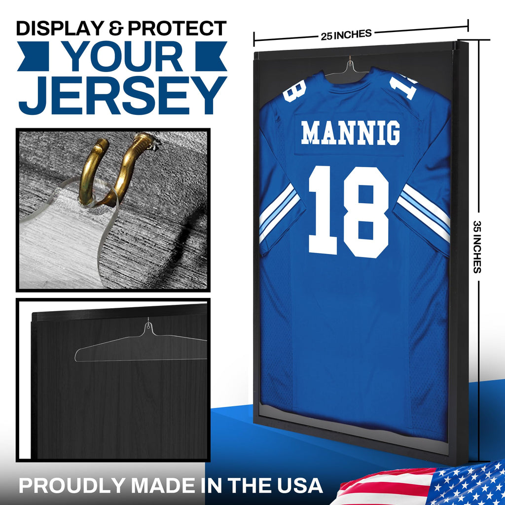 Jersey Frame Display Case - Crystal Clear Acrylic Jersey Frame for Baseball, Football, Hockey, Soccer & Basketball