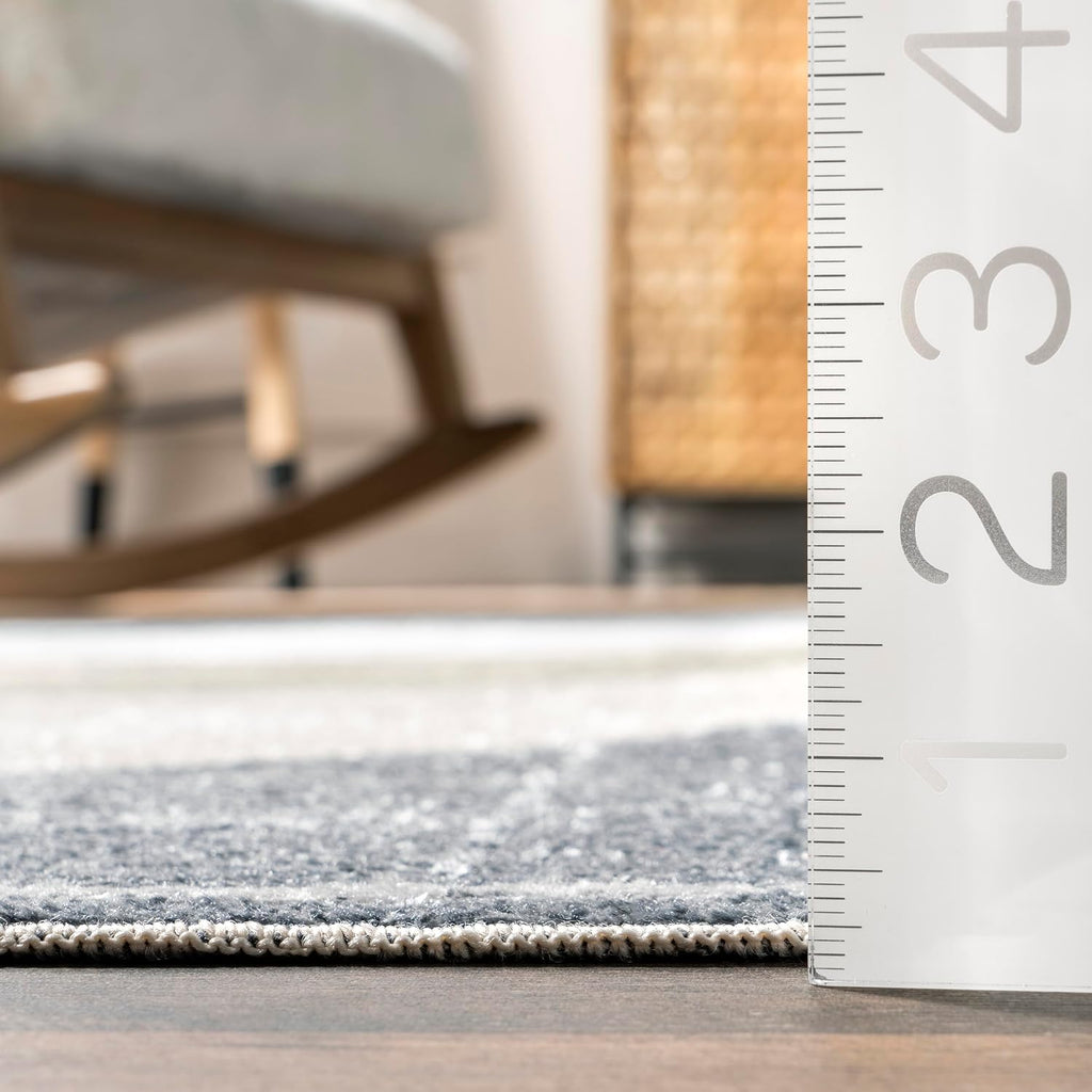 Outdoor Performance Gris Grey/Black, 5'3" x 7'6", Solid, Soft and Cozy, High Traffic, Stain Resistant, Easy Clean