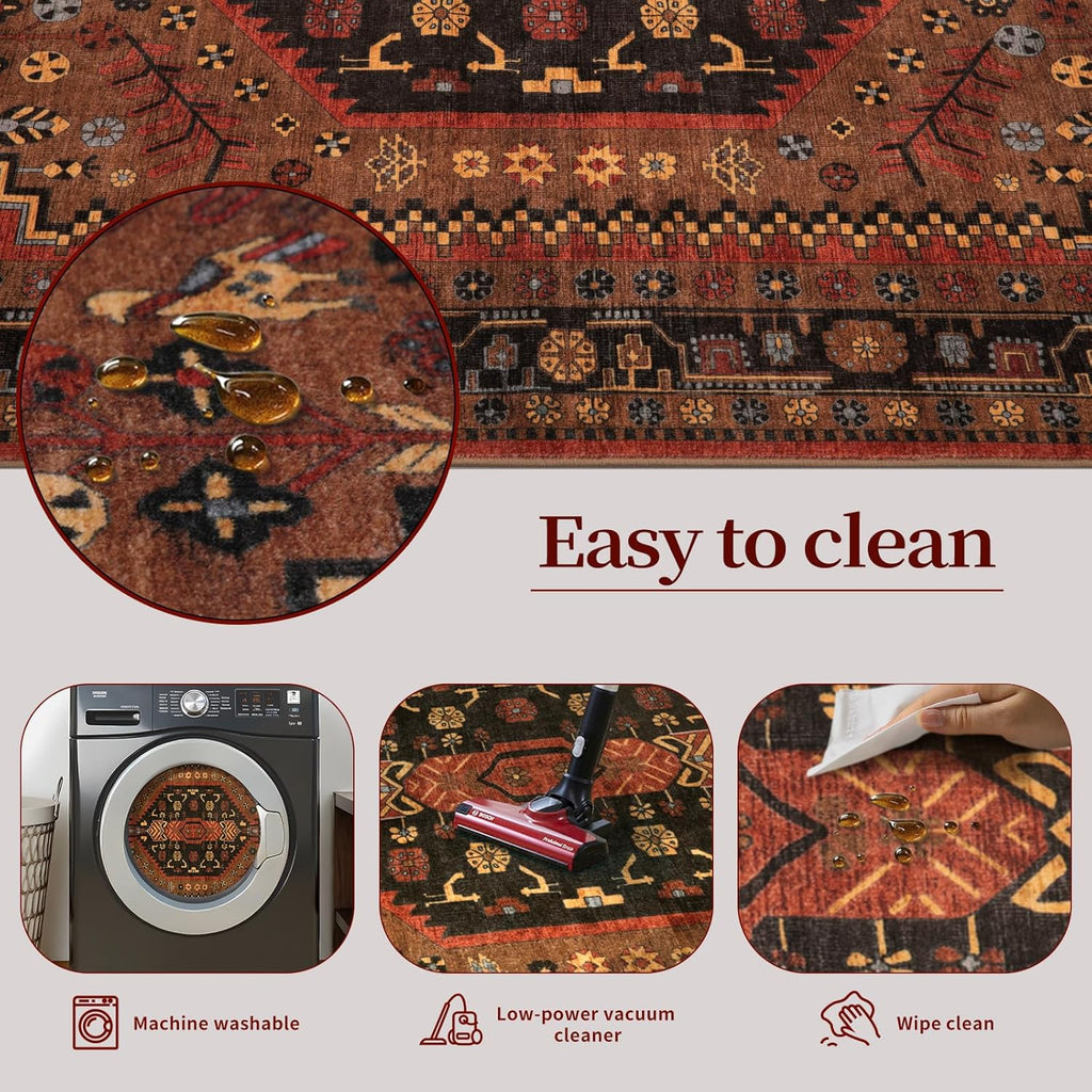 2x10ft Runner Rug, Long Hallway Rug Vintage Kitchen Thin Washable Carpet for Entrance Bedroom Bedsid