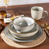 Dinnerware Sets for 6, 24 Pieces Stoneware Plates and Bowls Set with Reactive Glaze