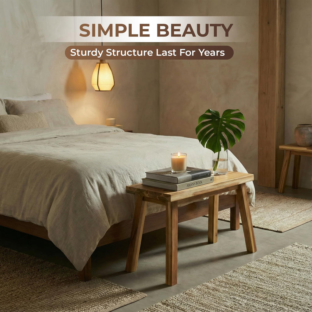 Solid Wood Bench, Make Up Bench, Bed Bench, Dining, Plant Stand - Wooden Bench Indoor (26 inches)