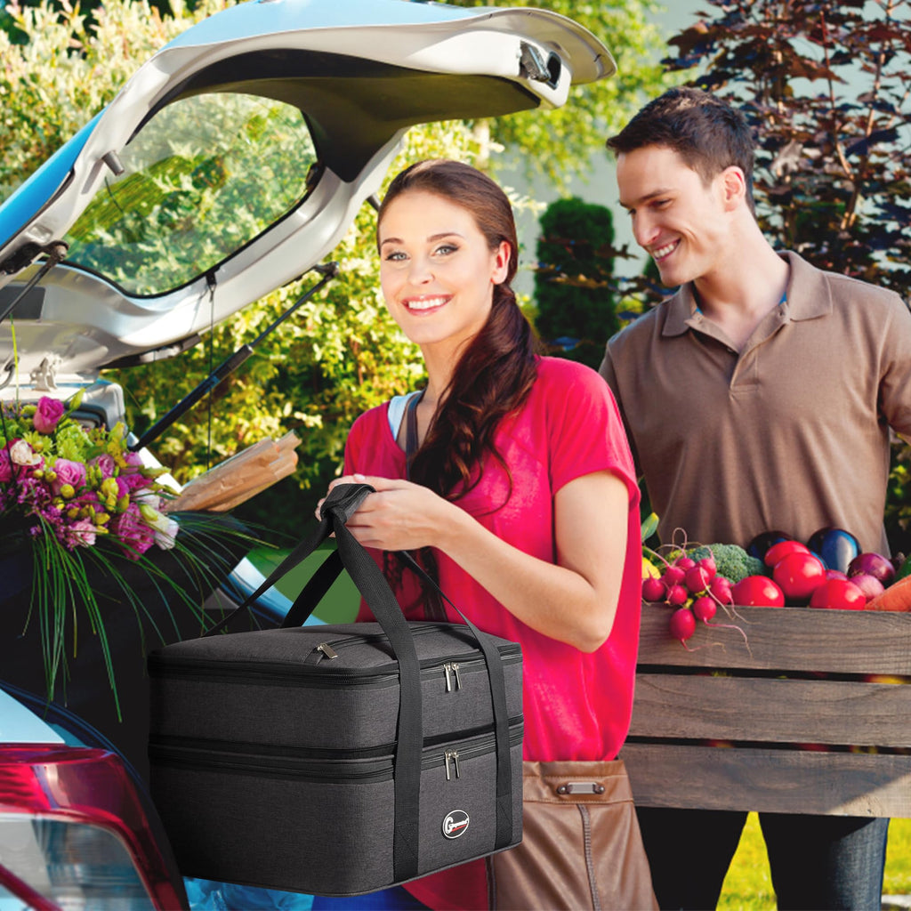 Insulated Double Decker Casserole Carrier, Lasagna Lugger Tote