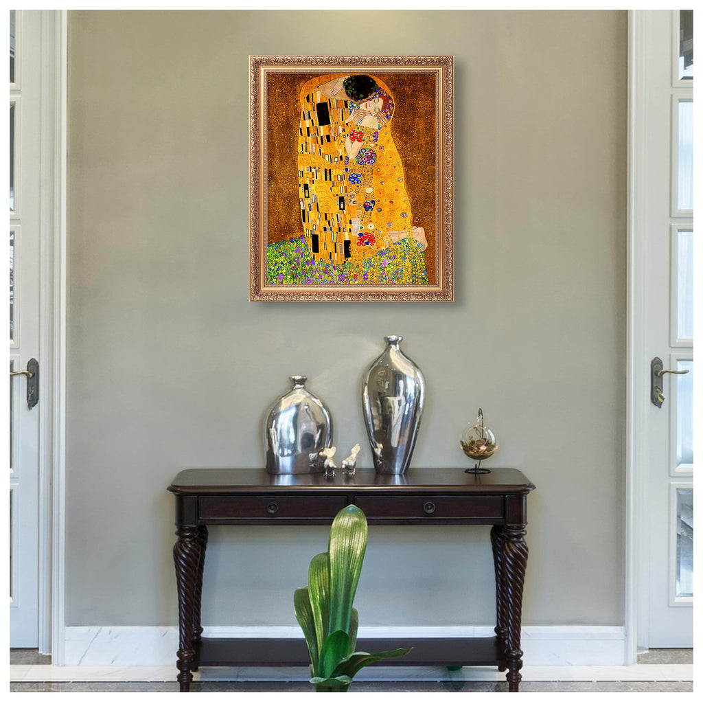 The Kiss by Gustav Klimt, Gold-Framed Art