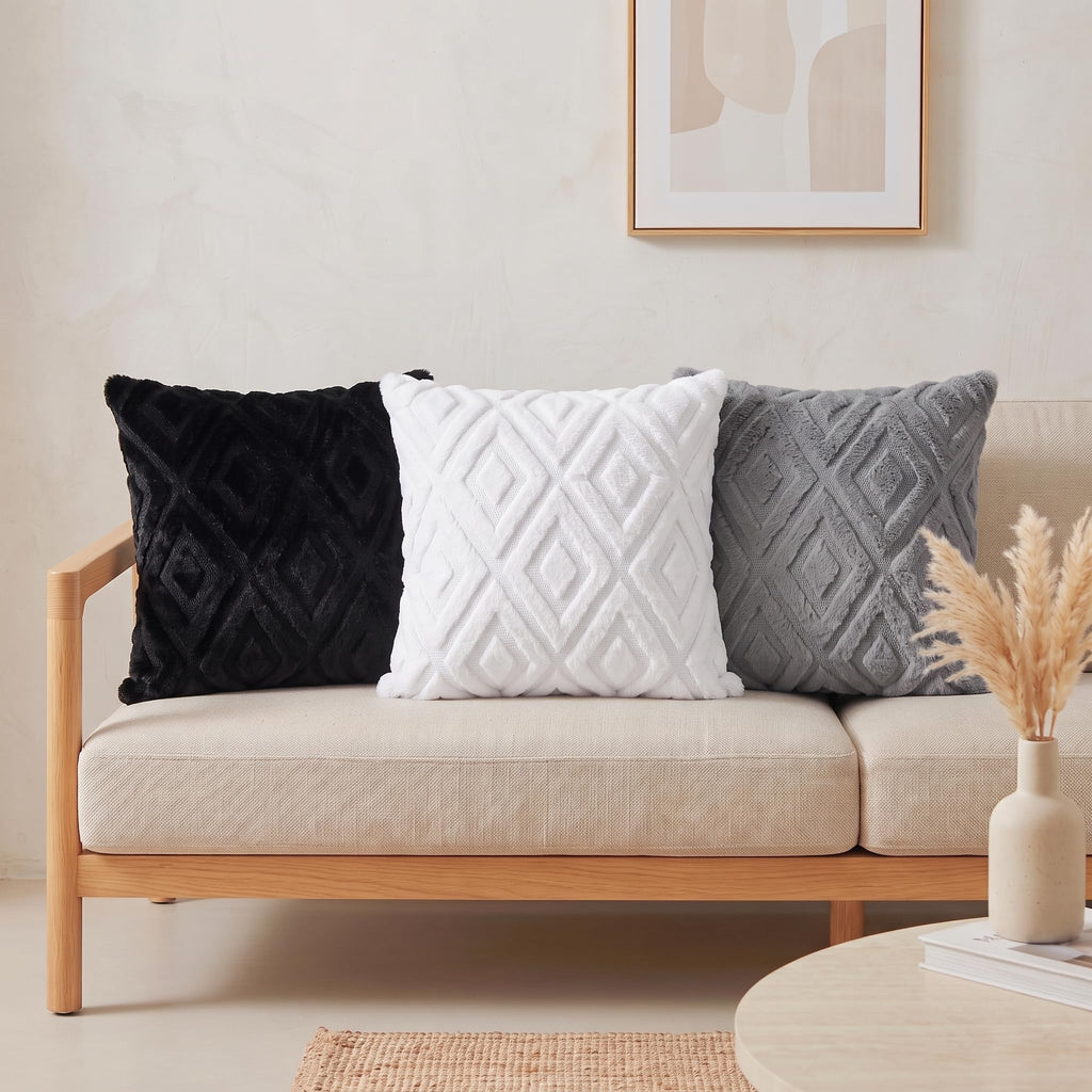 Fall Faux Fur Pure White Throw Pillow Covers 12x20 Set of 2