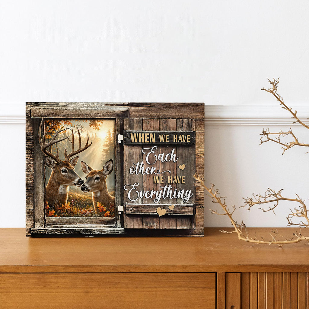 Farmhouse Deer Couple Decor Wall Art, Rustic Country Pictures 20"x24"