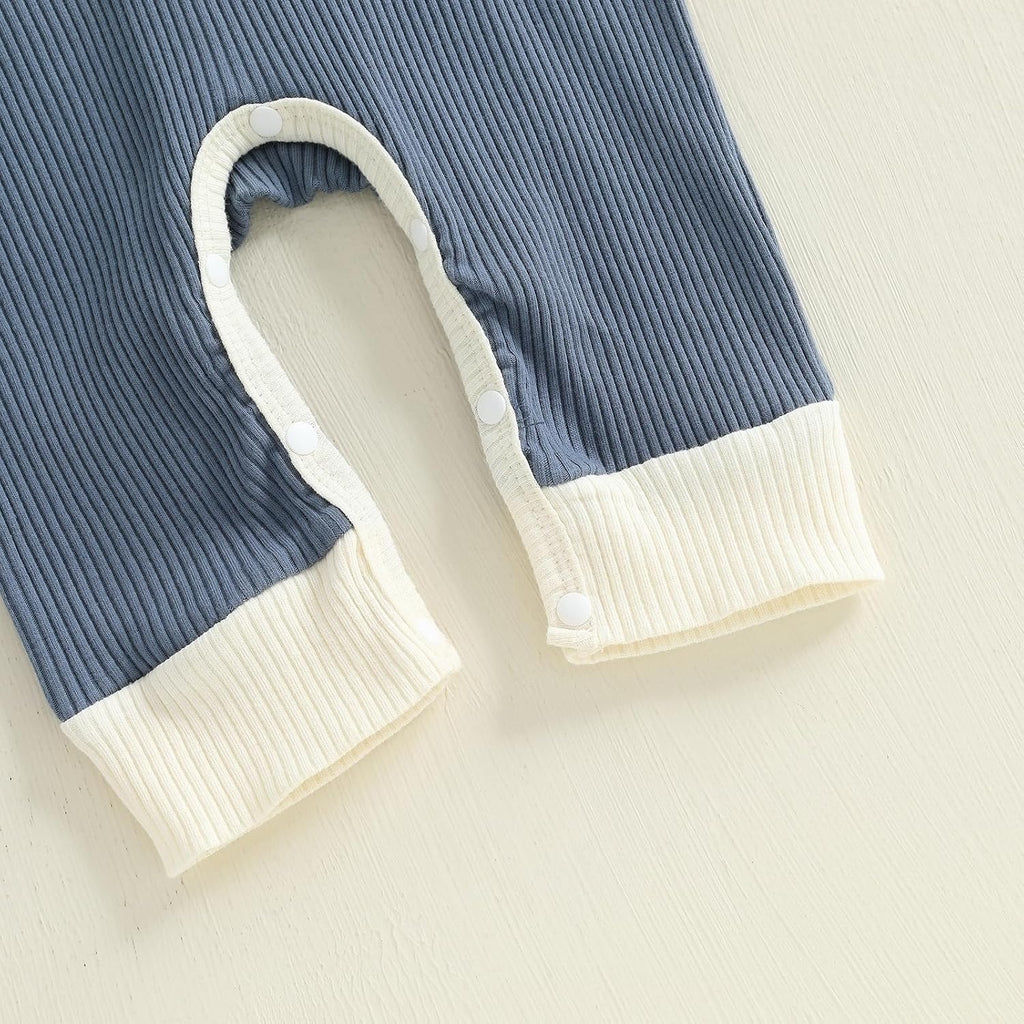 Baby Boy Ribbed Knit Clothes Long Sleeve Henley Romper Jumpsuit