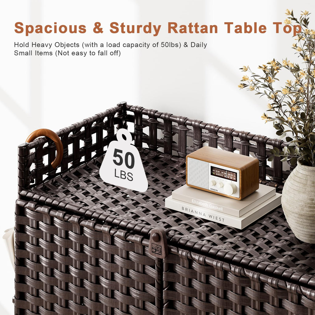 Rattan Shoe Cabinet, 6-Tier 39.8" Tall Shoe Storage Cabinet with Adjustable Shelves, 20 Pairs Storage Cabinet with