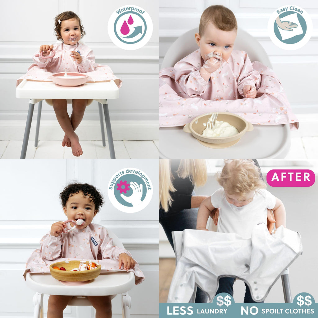 Attachable Long Sleeve Bib for Babies & Toddlers - Easy Clean