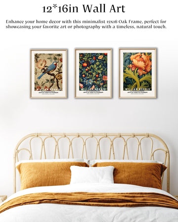 William Morris Inspired Wood Framed Wall Art, 12x16 Inch, Set of 3