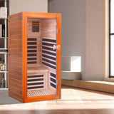 Far Infrared Sauna for Home 1 Person Indoor Wood Sauna Personal Spa Room 1065W 120V with Red Light Bluetooth Speakers