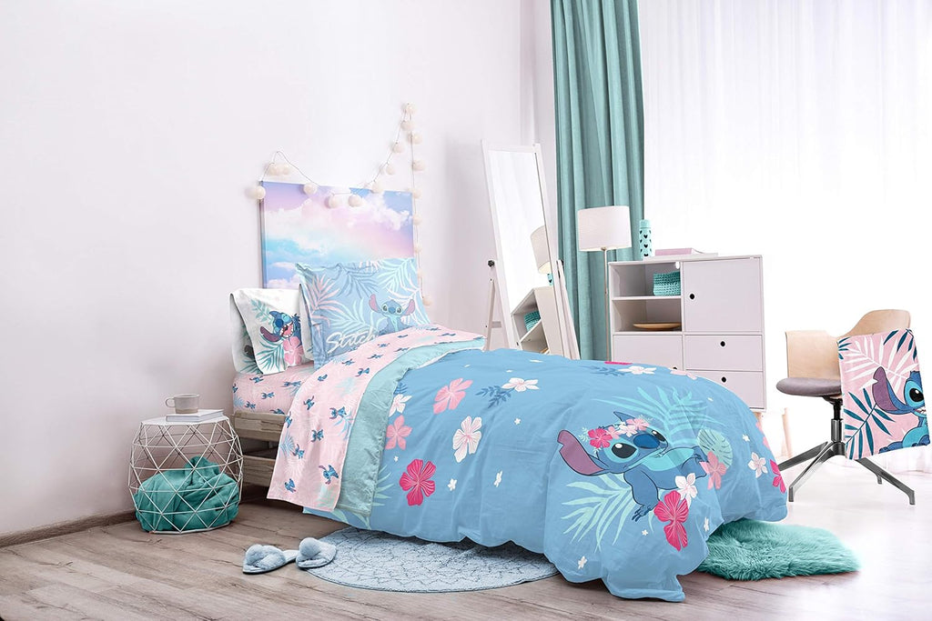 Lilo & Stitch Paradise Dream Full Comforter & Sham Set - Super Soft Kids Reversible Bedding - Fade Resistant