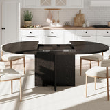 43.3''-59'' Extendable Round Dining Table for 4-8, Modern Kitchen Oval Dining Table with Removable Leaves, Dinner
