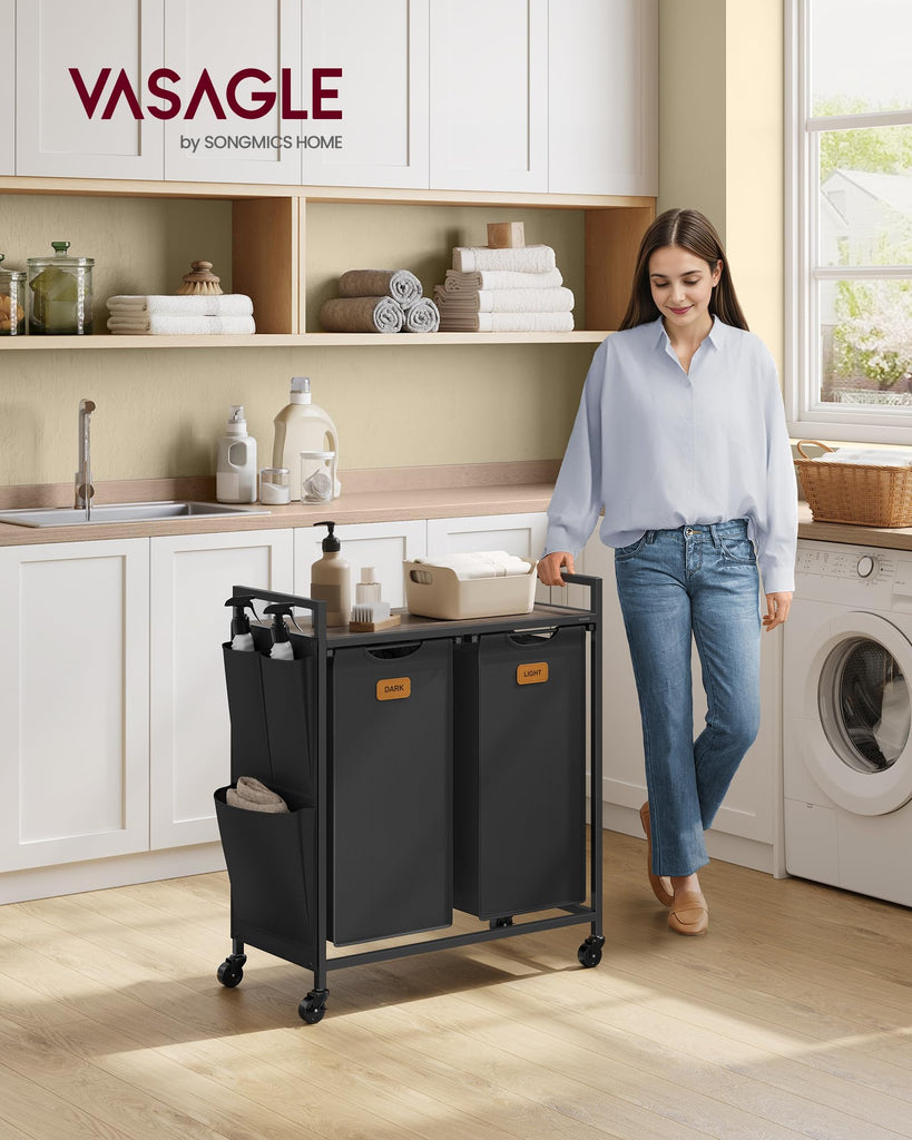 Laundry Hamper 2 Section, Laundry Sorter, 26.4 Gal. (100 L)